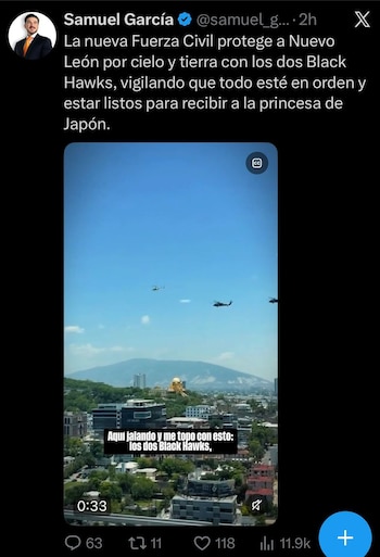Así es el operativo para resguardar la seguridad de la princesa de Japón en Nuevo León (X/samuel_garcías)