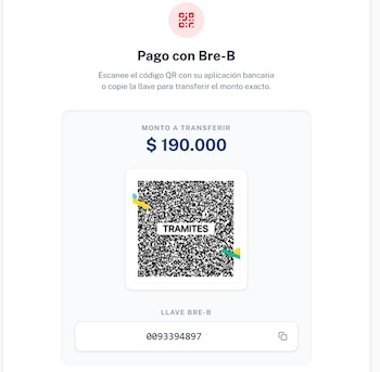 La falsa plataforma emite este código Qr para recibir la transferencia de las víctimas y robar su dinero. La Cancillería advirtió que el pago se hará unicamente después de haber acudido personamente a la oficina de pasaportes a realizar el trámite - crédito captura de pantalla
