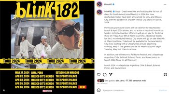 En sus redes sociales, blink-182