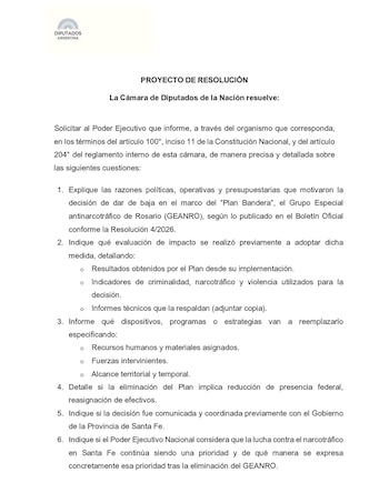 El proyecto de resolución que