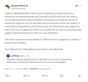 Gustavo Petro y sus comentarios sobre el impuesto al patrimonio y el 4x1.000