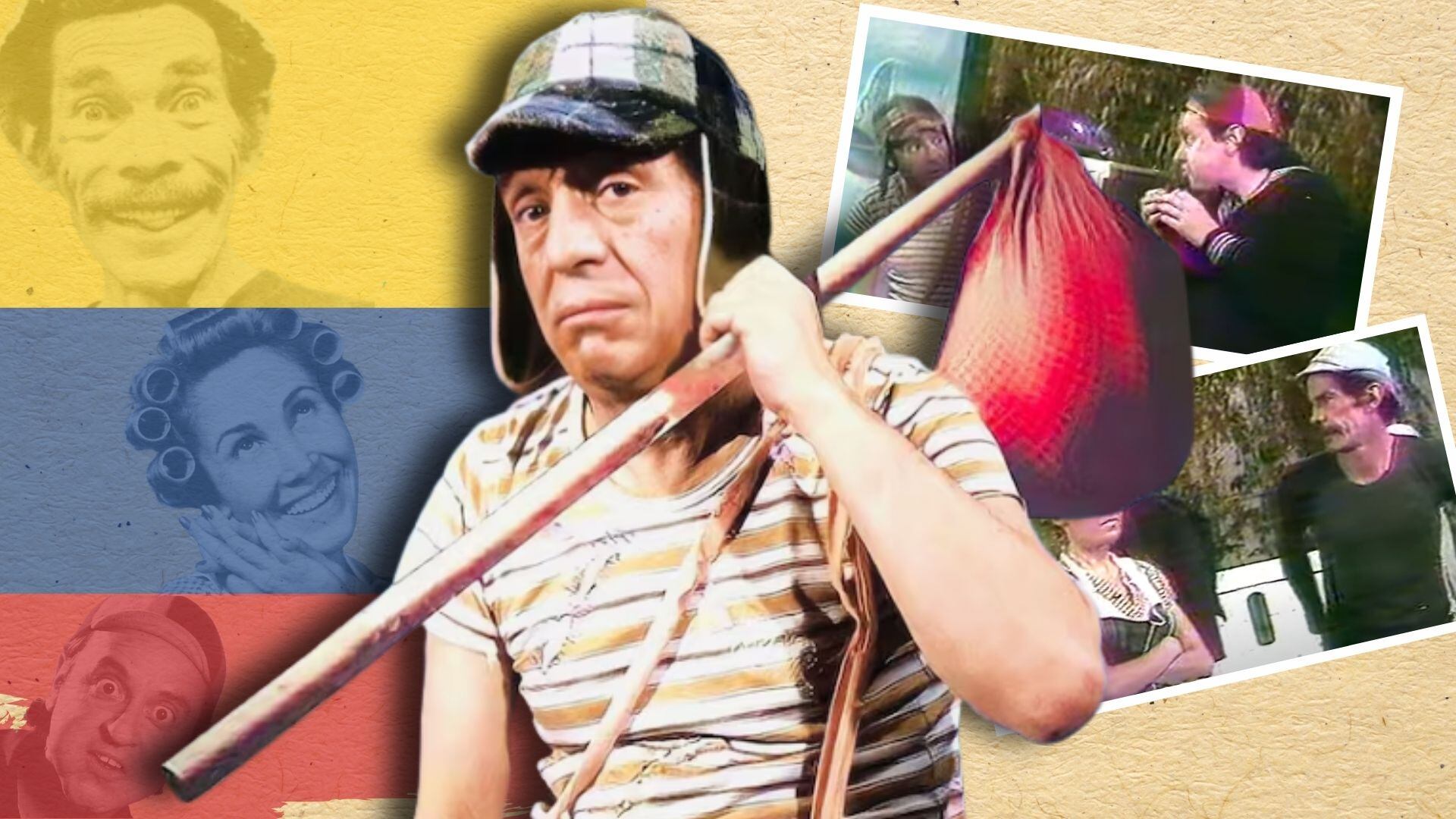 El capítulo incluye a Don Ramón como fotógrafo en un parque y la presencia del poco conocido personaje de Malicha - crédito Montaje Johan Largo/Infobae