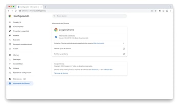 Nueva actualización de Google Chrome.