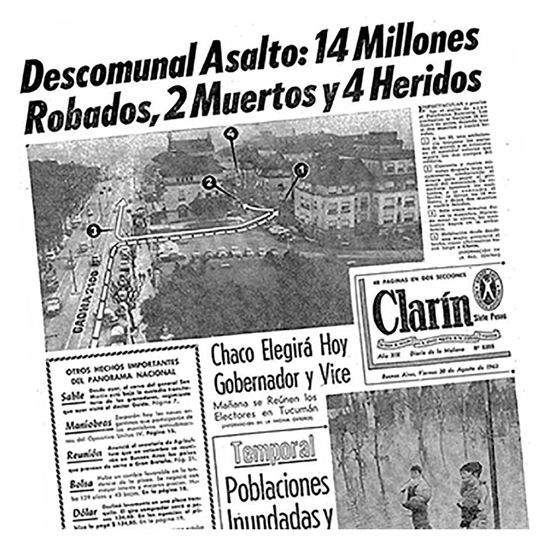 La noticia del asalto en la portada de Clarín el 30 de agosto