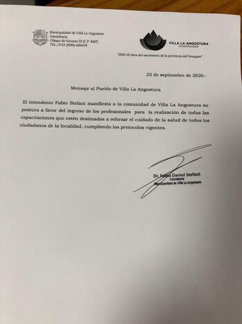 La carta del intendente donde