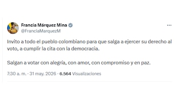 Francia Márquez invitó a los colombianos a votar este 31 de mayo - crédito @FranciaMarquezM/X