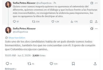 Sofía Petro reflexionó sobre la segunda vuelta presidencial, que se realizará el 21 de junio y enfrentará a Abelardo de la Espriella e Iván Cepeda - crédito @sofiapetroa/X