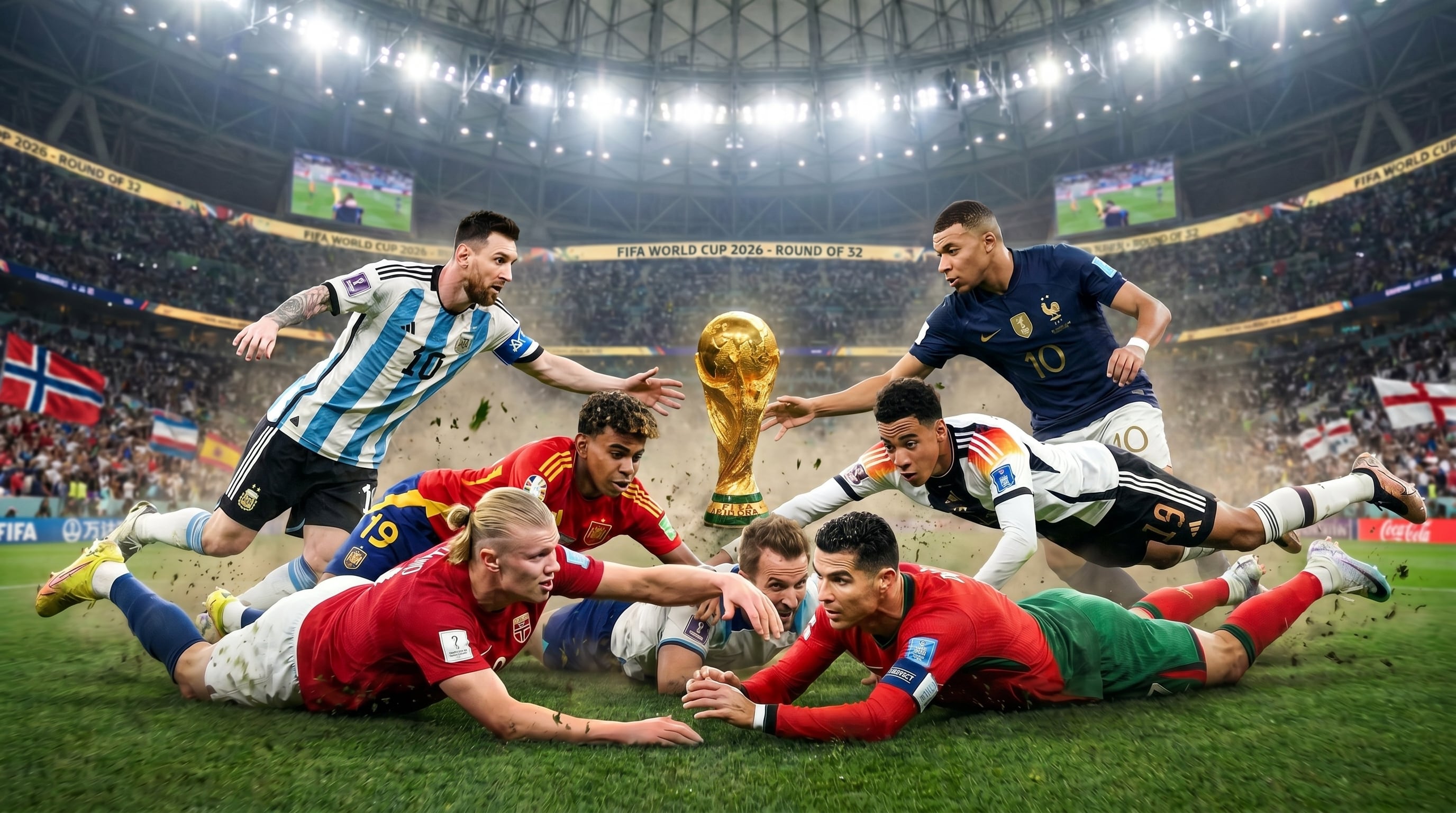 Las principales figuras del mundo del fútbol pujan por quedarse con la Copa del Mundo (Imagen Ilustrativa Infobae)