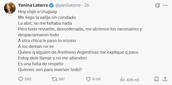 La periodista recibió su equipaje