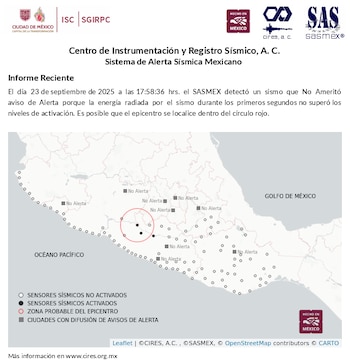 Sismo no activó alarmas sísmicas