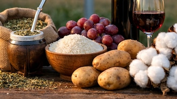 Yerba mate, arroz, papa, vino
