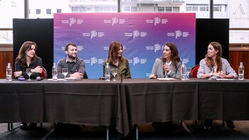 Durante la presentación, la presidenta