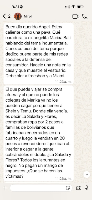 Mirol le envió una serie