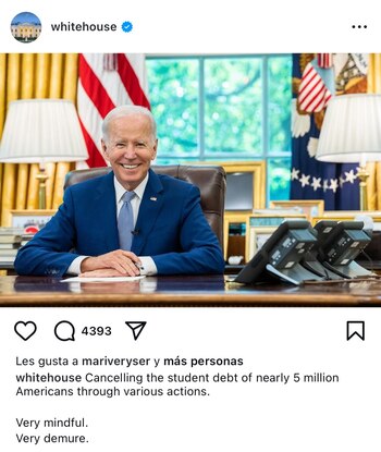 Joe Biden en una publicación