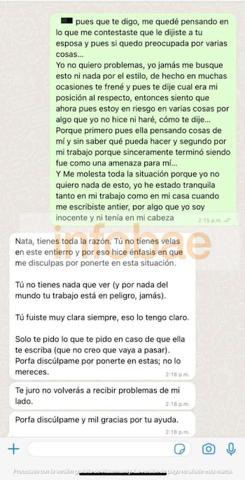 Natalia le aclaró al acosador laboral que no quería problemas y dejó por escrito la situación - crédito suministrada Infobae