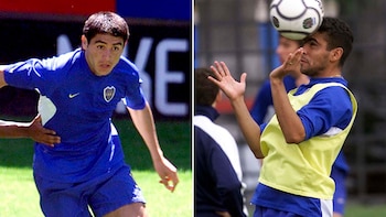 Riquelme y Adrián Guillermo. Juntos