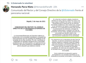 Universidad Externado Protestas