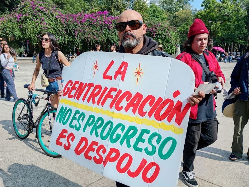 Imagen de una protesta contra la gentrificación en México. (Imer Noticias)