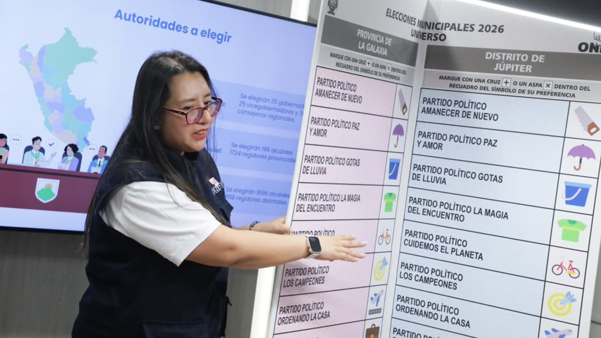 El elector tendrá que colocar una cruz o aspa dentro del recuadro del emblema partidario, con un número de bloques que cambiará de acuerdo con su jurisdicción| Foto: ONPE