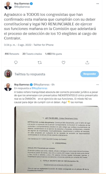 A través de Twitter, el