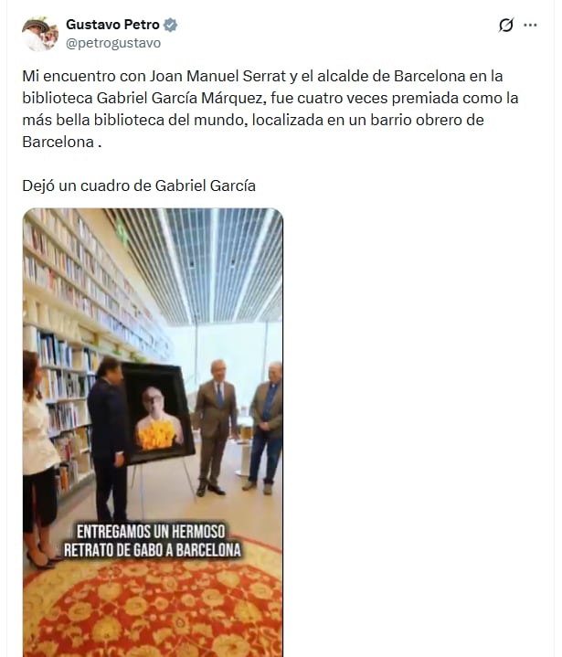 La música de Joan Manuel Serrat, presente en el evento, y el recuerdo de Miguel Hernández, reforzaron el vínculo hispano-colombiano en homenaje a García Márquez - crédito @petrogustavo/X