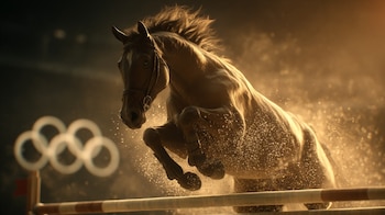 Un caballo Hannoveriano compite en