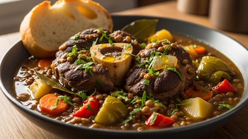 Receta de guiso de lentejas con osobuco, rápida y fácil