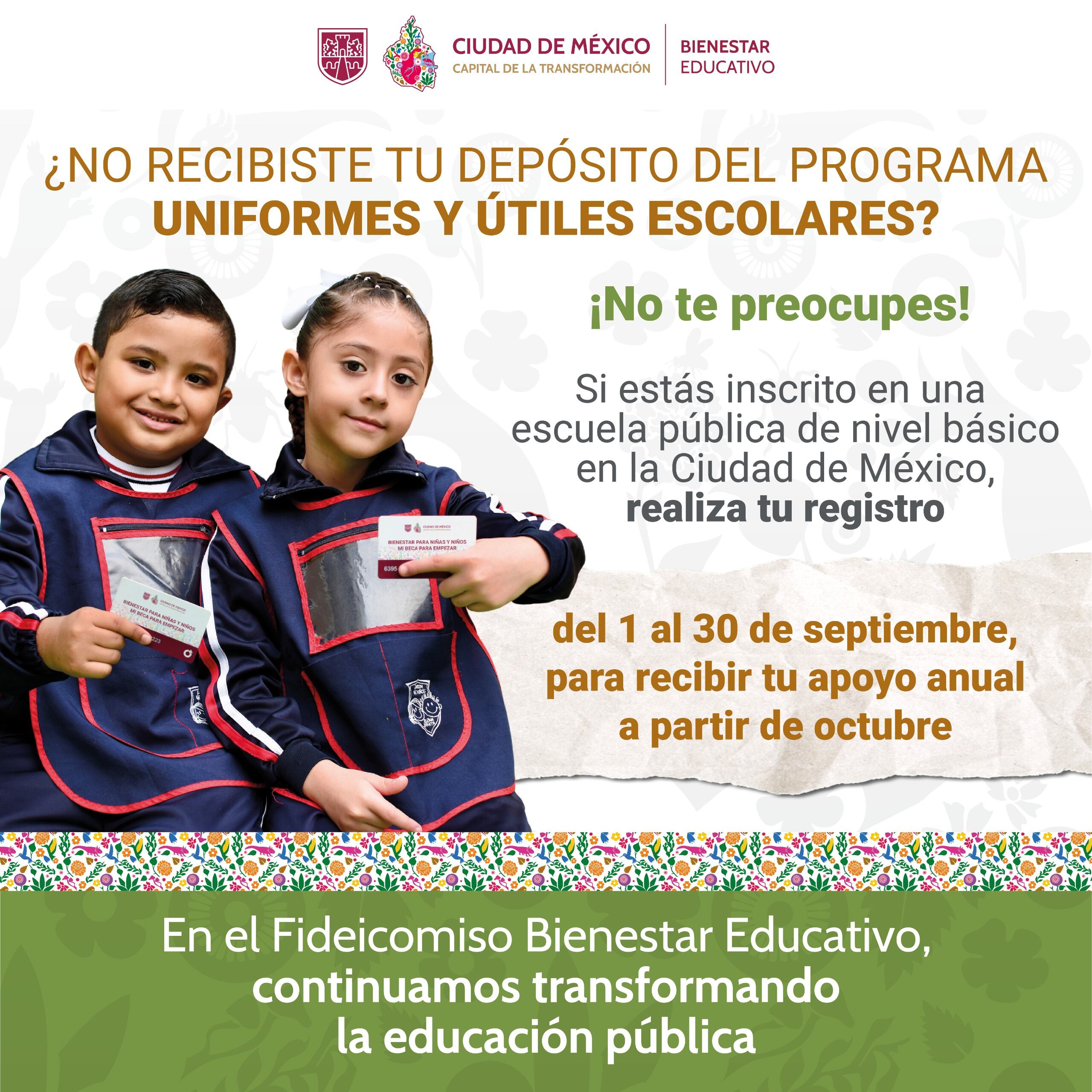 Nuevos beneficiarios que realizaron el registro del lunes 1 al martes 30 de septiembre se les depositará casi o más de mil pesos