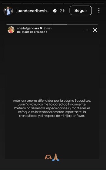 Sheila Gandara salió en defensa