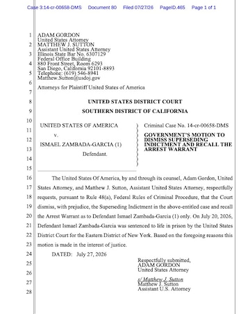 Fiscalía de San Diego desestima cargos contra El Mayo Zambada. (X/@keegan_hamilton)