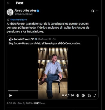 Álvaro Uribe destacó al representante