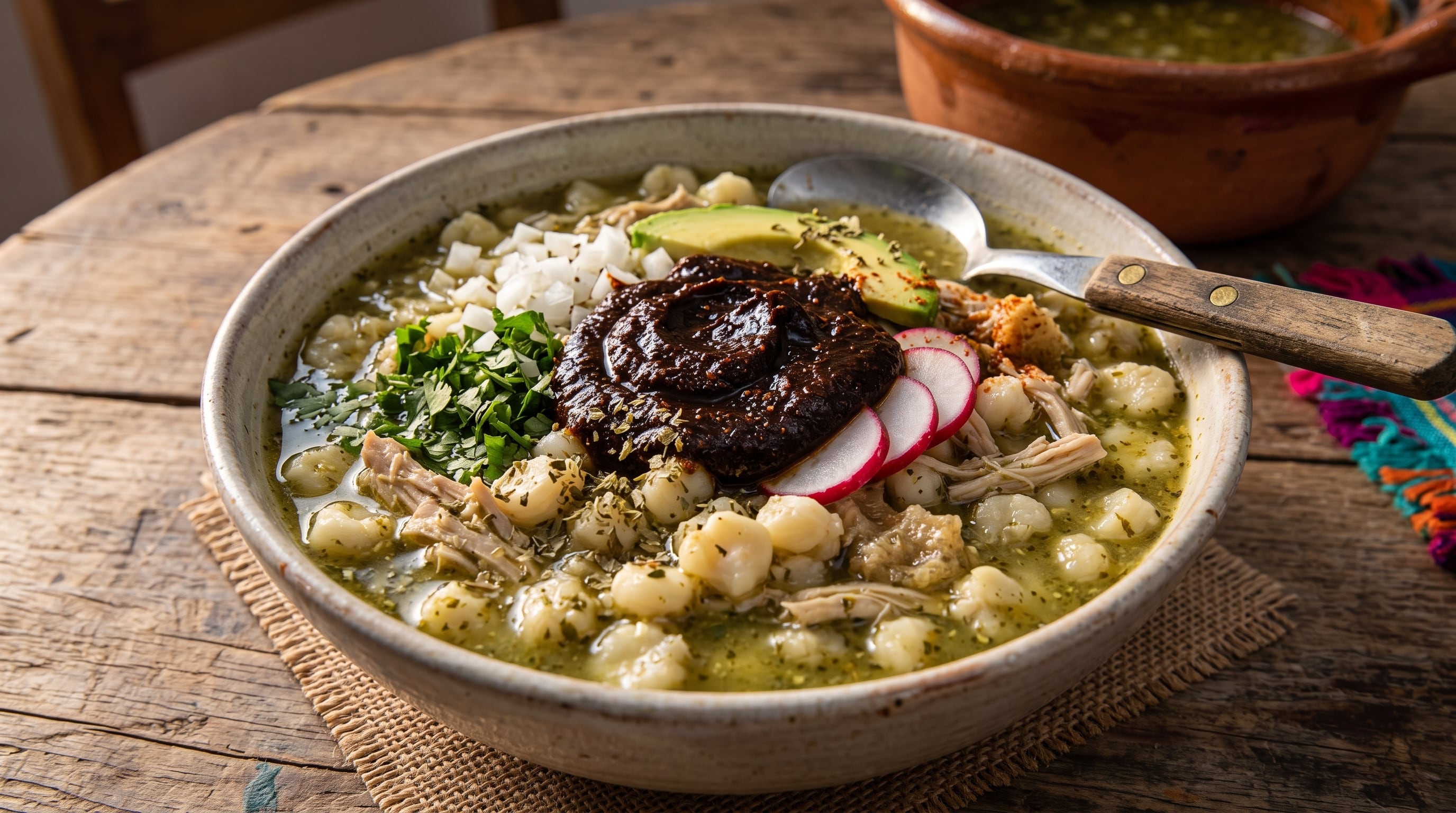 l pozole mixteco es una variante ceremonial originaria de la región Mixteca que destaca por su caldo denso y oscuro. (Imagen Ilustrativa Infobae)