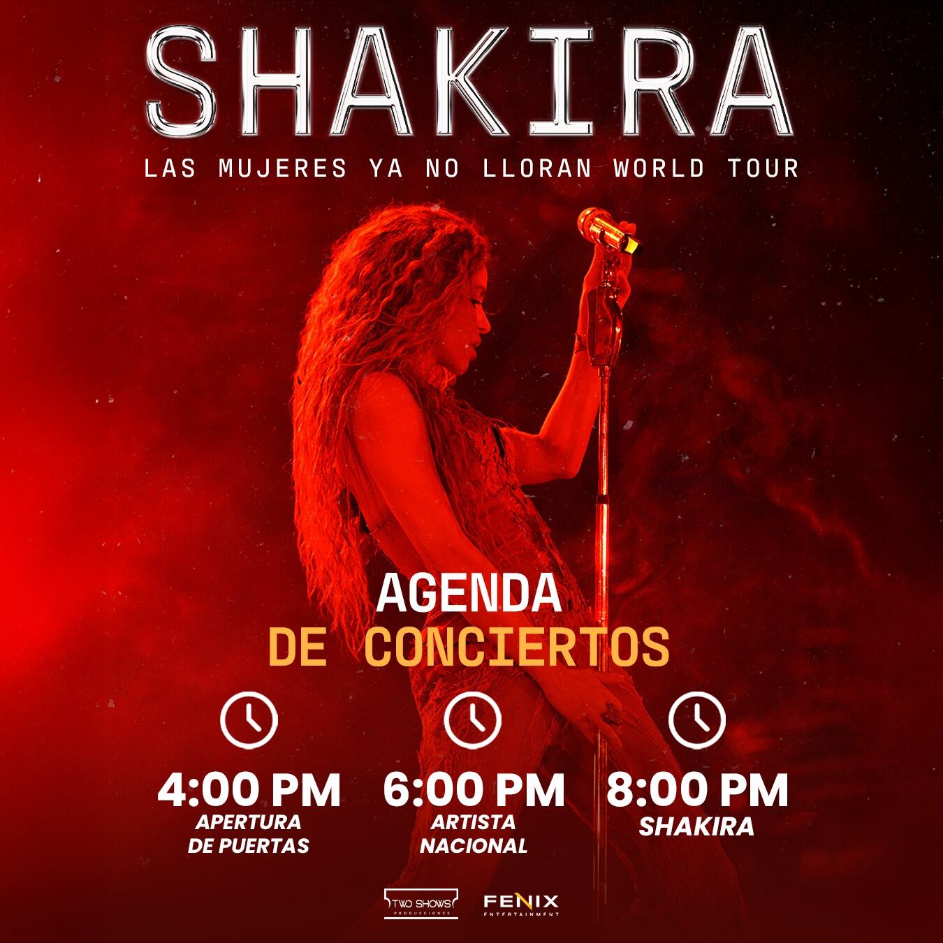 Se lanzó la agenda oficial de los conciertos de Shakira en El Salvador, detallando horarios y actividades para los asistentes. (Cortesía: Shakira)