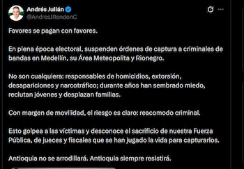 Andrés Julián Rendón - crédito @AndresJRendonC/X