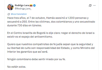 Este fue el mensaje del ministro del Interior a la comunidad judía de Colombia - crédito