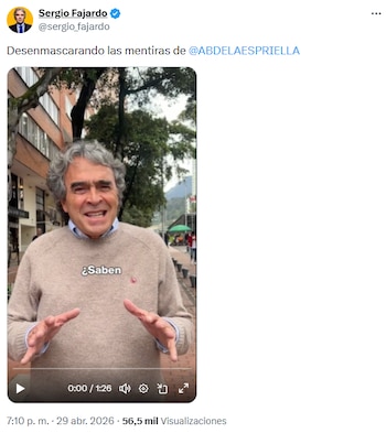 Sergio Fajardo desmintió a De la Espriella: “Trata de lucirse porque no tiene nada para decir” - crédito @sergio_fajardo/X