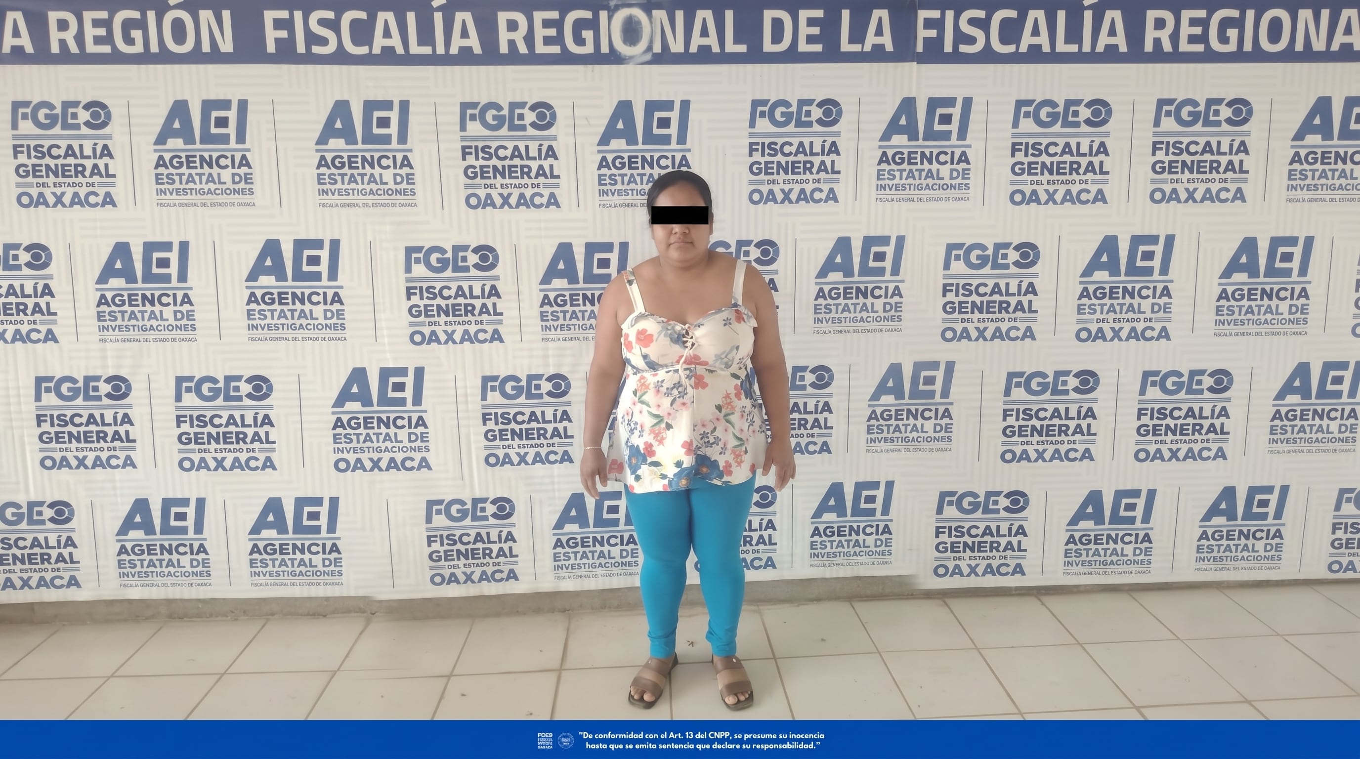 La mujer, identificada como E.C.T., fue aprehendida por su probable responsabilidad en el delito de desaparición cometida por particulares. (Crédito: FGEO)
