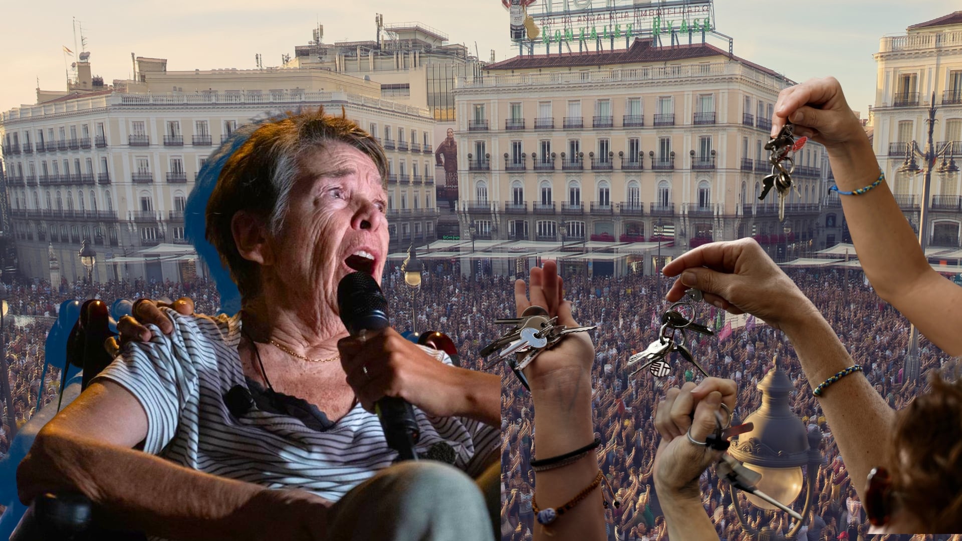 Maricarmen, el rostro de la lucha que prendió la mecha de la indignación por la vivienda y se va como arma electoral (Montaje Infobae)