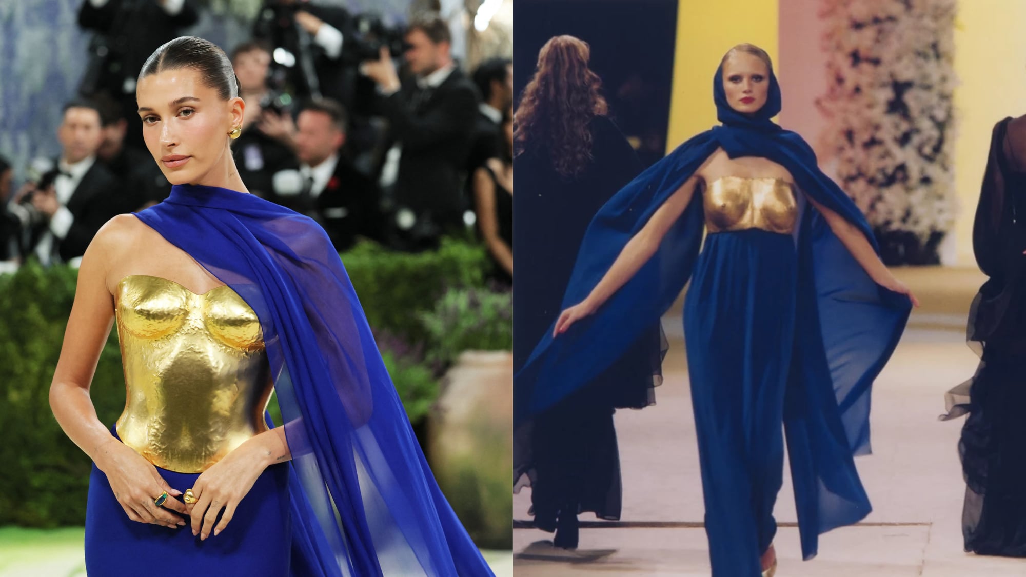 Hailey Bieber interpretó la elegancia minimalista de Agnes Martin en la alfombra roja