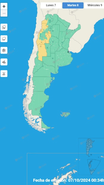 Alertas amarillas del martes 8 de octubre