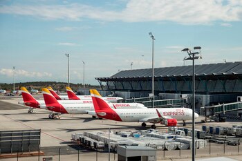 Vista de unos aviones de