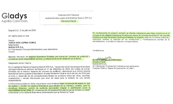 La revisroa fiscal de la Nueva EPS aclaró que recibió los estados financieros de la entidad promotora para su respectivo trámite y revisión - crédito @CeDemocratico/X