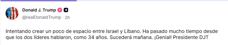 El comunicado de Trump vía Truth Social