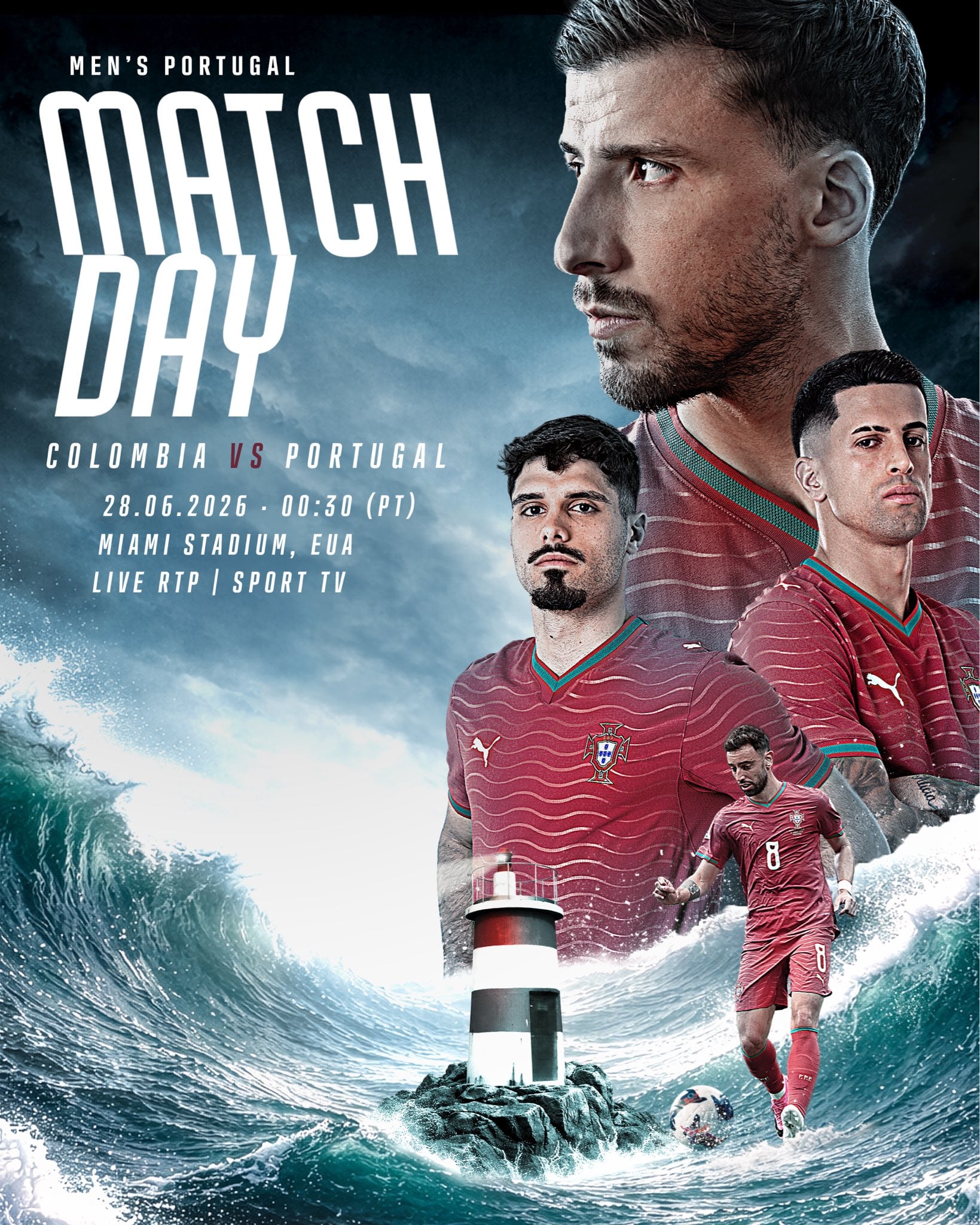 Pedro Neto, Ruben Días, Bruno Fernandes y João Cancelo protagonizan el duelo ante Colombia-crédito @selecaoportugal/X