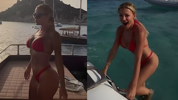 Las sensuales imágenes de Evangelina Anderson arriba de un yate bajo el sol de Cerdeña