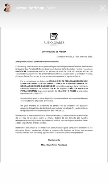 Alexa Hoffman informó que ha