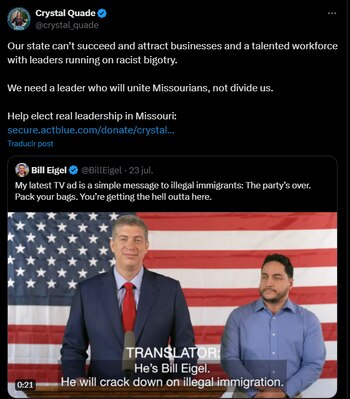 Crystal Quade critica el anuncio