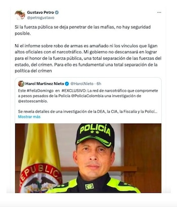 Gustavo Petro se pronunció sobre escándalo en fuerza pública