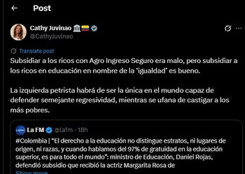 Cathy Juvinao contestó a