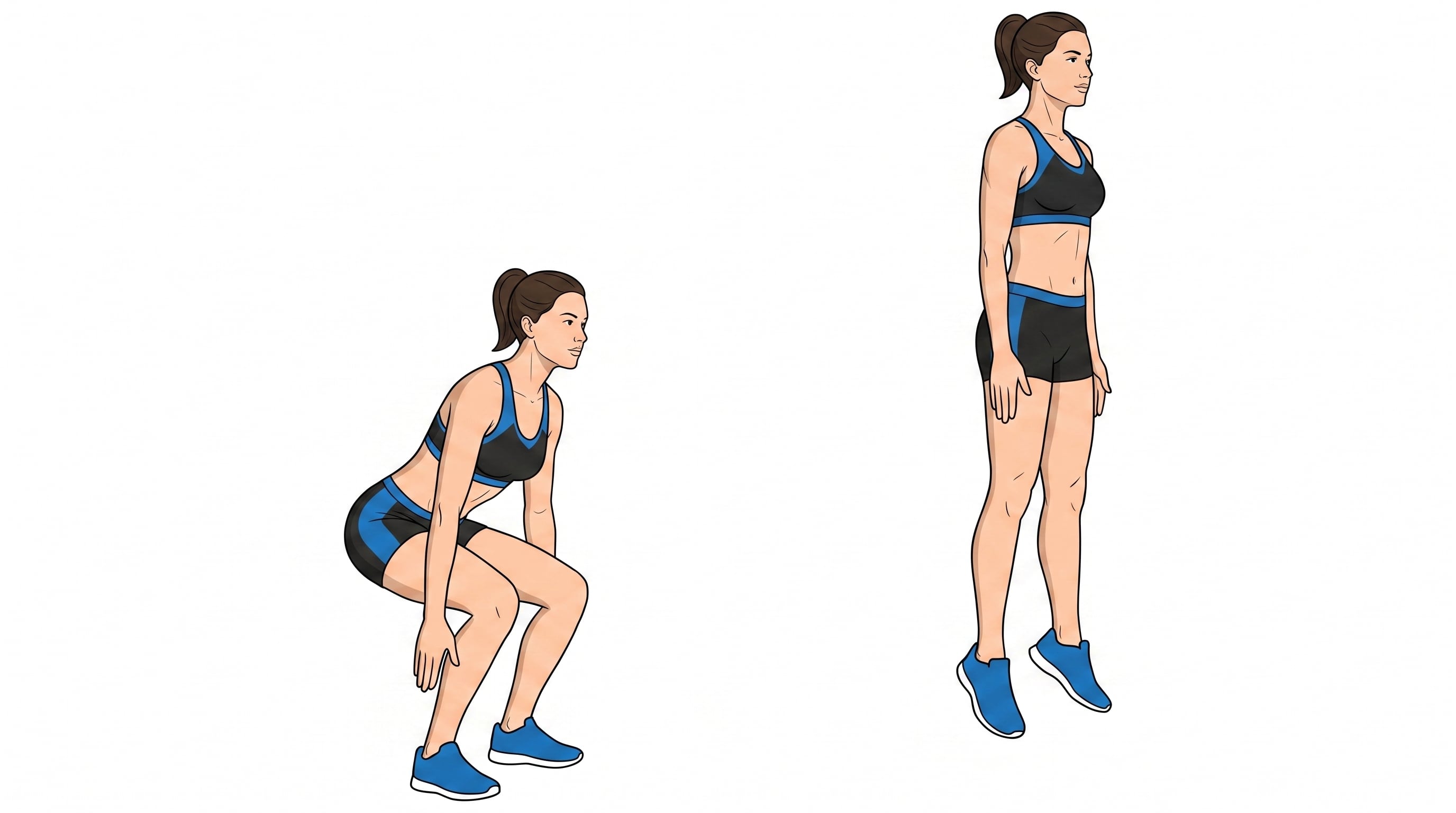 Ilustración sentadilla con salto. (Imagen Ilustrativa Infobae)